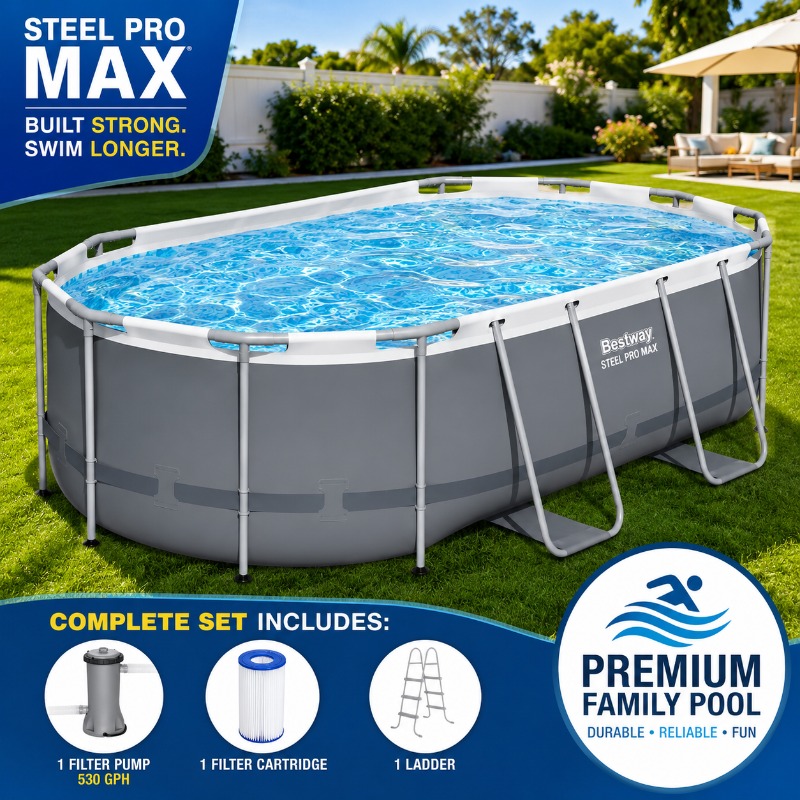 Pool Ladder Above Ground - ベストウェイ スチールプロマックス 14フィート x 8.2フィート x