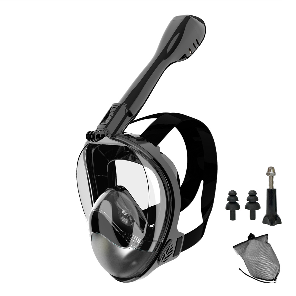Snorkel Mask Full Face - フルフェイスシュノーケルダイビングマスク、漏れ防止、防曇、180 ° パノラマビュー、カメラマウント、安全な呼吸、大人と子供