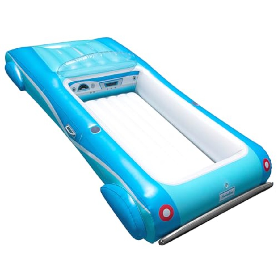 Pool Lounger Inflatable - インフレータブルスイミングプールフロートラウンジャーマットレス、屋外水遊び用、PVC素材、ブルー、軽量、クイックインフレーション、デジ
