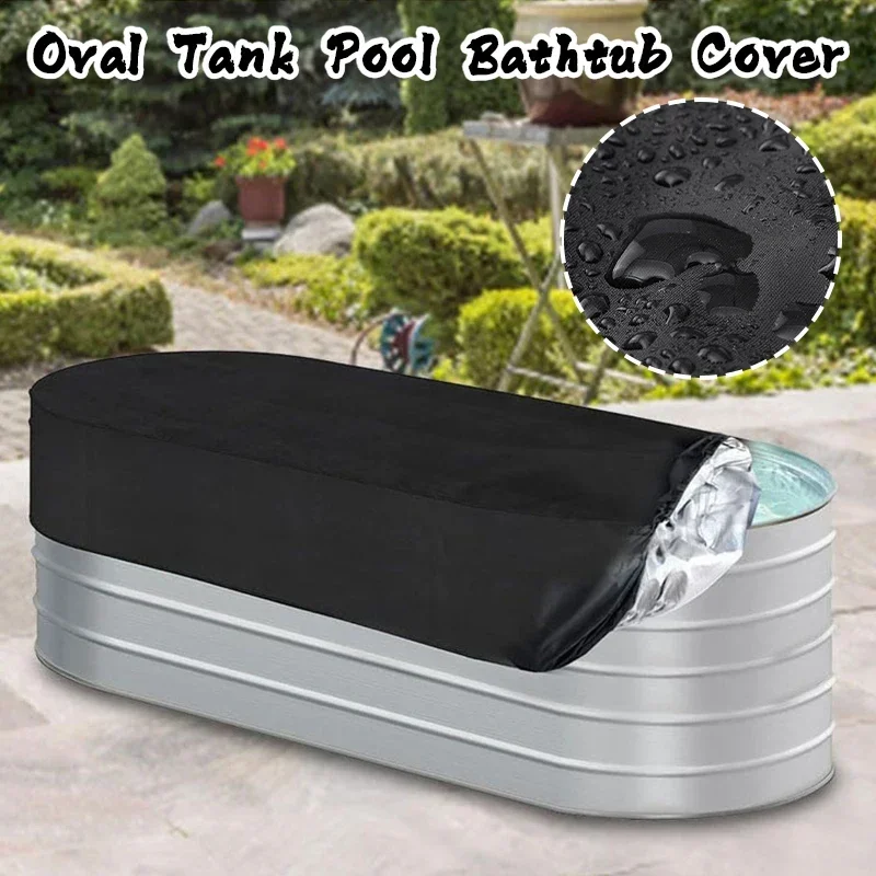 Pool Cover Waterproof - スイミングプールカバー 屋外用 オーバル型 ストックタンクプールカバー 防水 ストックタンクカバー