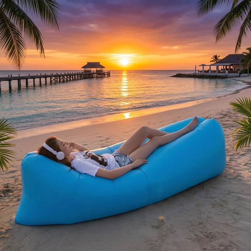 携帯用空気注入式エアソファ、急速充填防水ラウンジャー、軽量折 - Pool Lounger Inflatable のレビューと価格