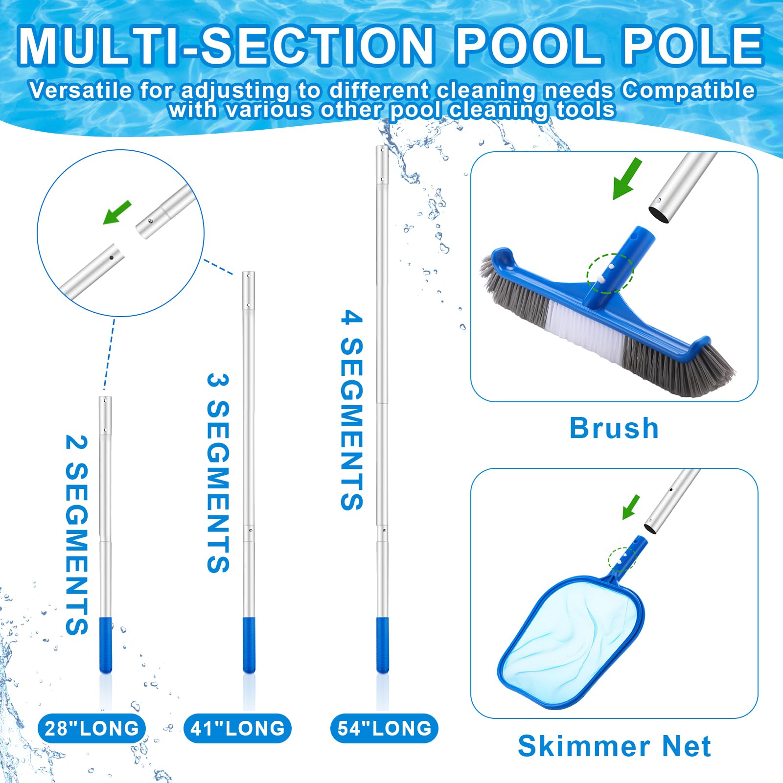 手動式スキマーネット、17.5インチのブラシ、47.24イン - Pool Skimmer Net のレビューと価格