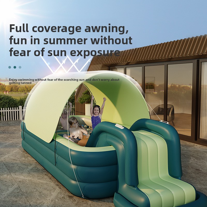 スライドとキャノピー付きのインフレータブル子供用プール –  - Water Slide Inflatable のレビューと価格