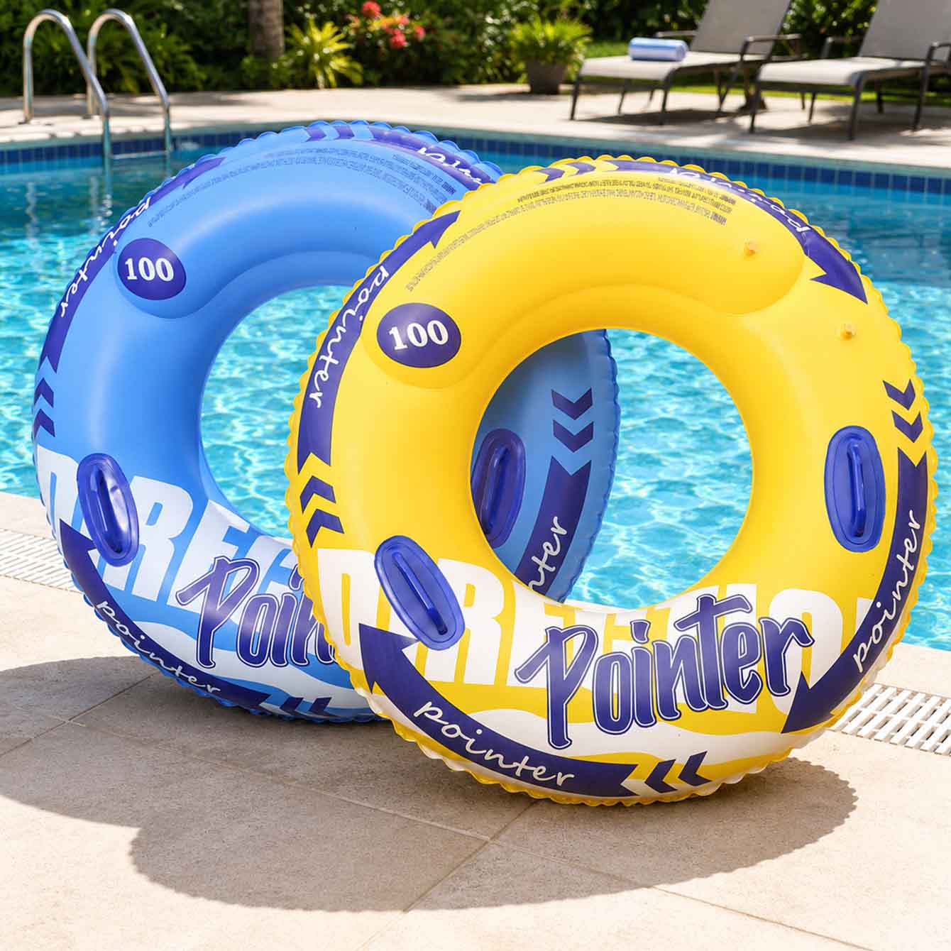 1PC ハンドル付きインフレータブル水泳リング 90/100 - Pool Float Ring Inflatable のレビューと価格